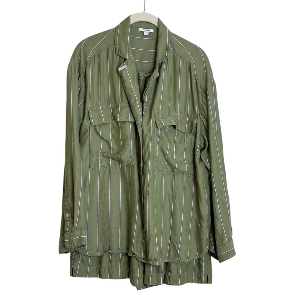 Pistola Womens Pajama Shorts Set Striped Lyocell Green Size Small